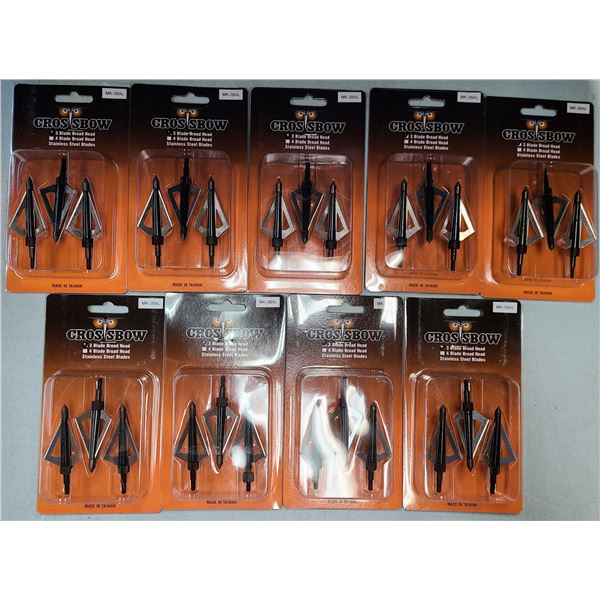 Crossbow Broadhead 3 Blade Arrow Heads 9 x 3 pack - NEW