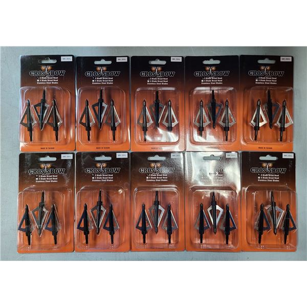 Crossbow Broadhead 3 Blade Arrow Heads 10 x 3 pack - NEW