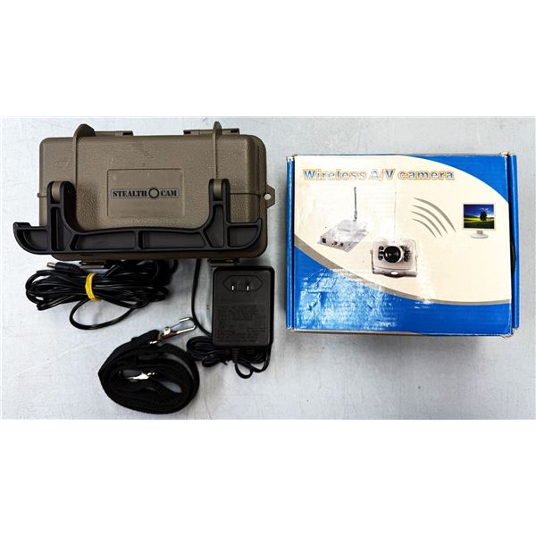 AV Camera & Stealth Cam Battery in W/Proof Box c/w Radio Receiver