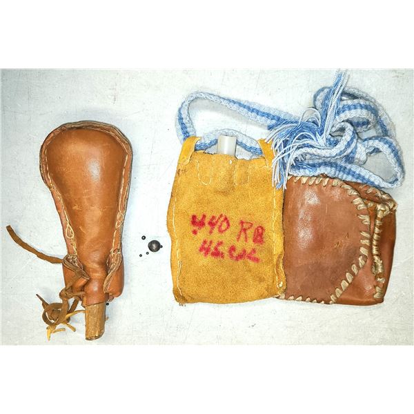 Black Powder Lead Ball & Shot Bags - Handmade Pouches x 3