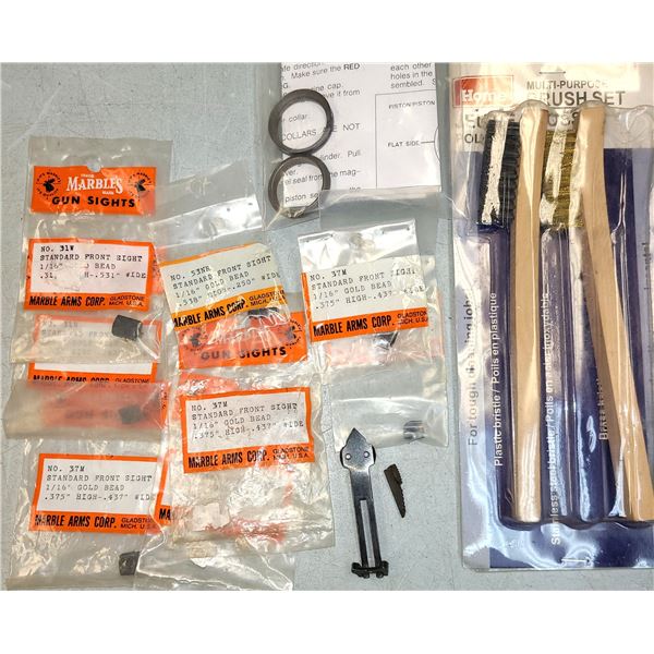Gunsmithing Lot - 8 x Marble Front Sights plus Brushes etc - As Shown