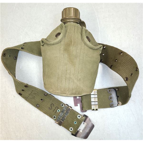 Vintage GI Belt c/w Water Bottle in Pouch - US Military