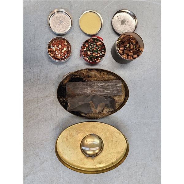 Percussion Caps x 3 Plus Flint Tinder Tin