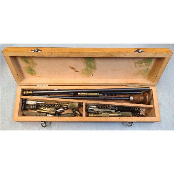 Vintage Cleaning Kit in Wood Box - Brass
