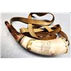 Image 2 : Powder Horn & Shot Pouch Lot - Real Horn - One Engraved