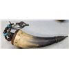 Image 3 : Powder Horn & Shot Pouch Lot - Real Horn - One Engraved