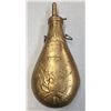 Image 1 : Powder Flask Brass Embossed 9 inch long US Civil War