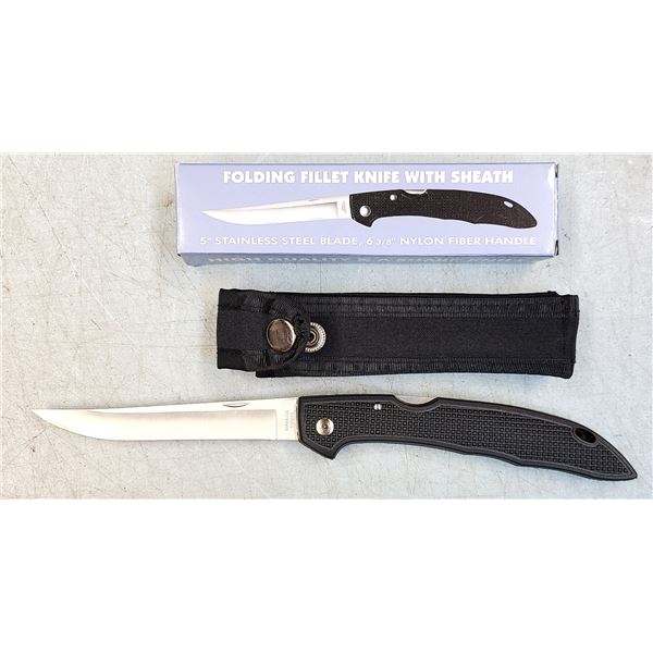 Fillet Knife 5 inch Blade Folding c/w Case - NEW - Made in Taiwan