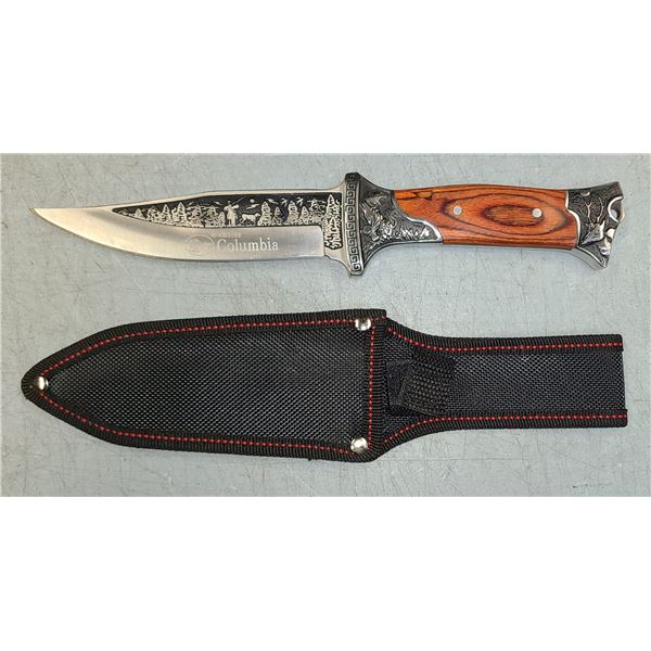 Columbia Fixed Blade Knife - NEW - Wood handle