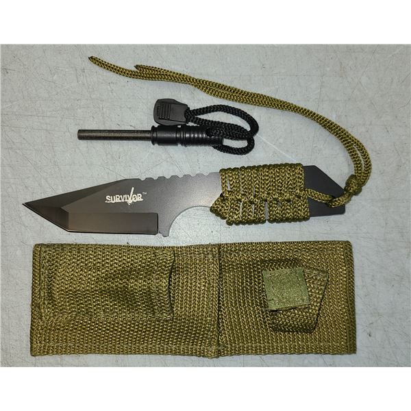 Paracord Wrap Handle Fixed Blade Knife c/w Fire Lighter - NEW 4 in Blade