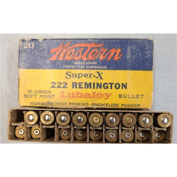 222 Remington Vintage Western 50 gr Soft Point - 9 rds + 9 Brass