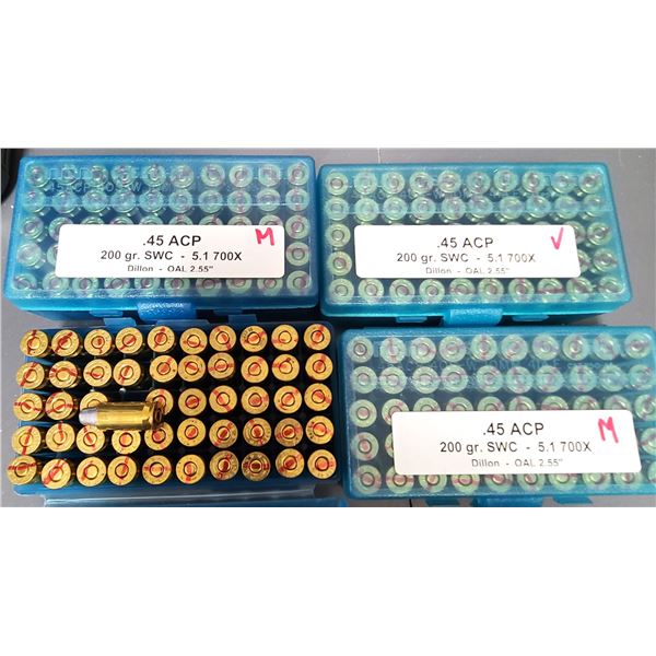 45 ACP 200 gr SWC Lead Flat Point - 200 rds RELOAD