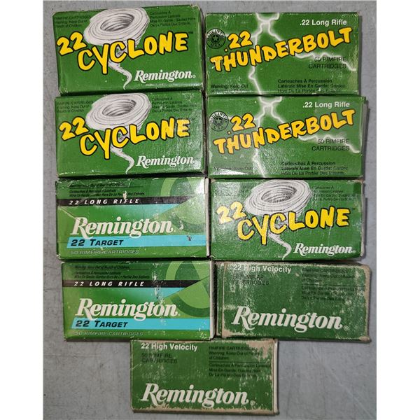 22 cal Remington Mixed Lot - see List - +/- 450 rds
