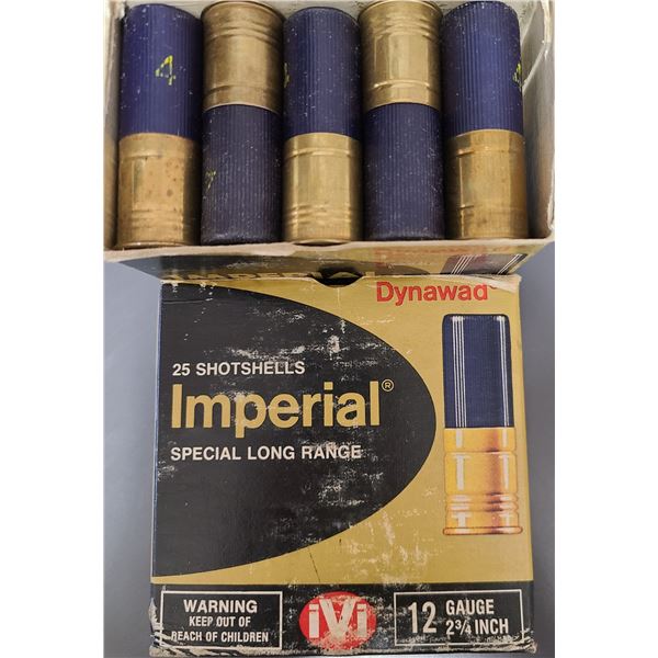 12 ga Vintage Imperial Shotgun Shells - 50 rds No 4 2 3/4 in High Brass