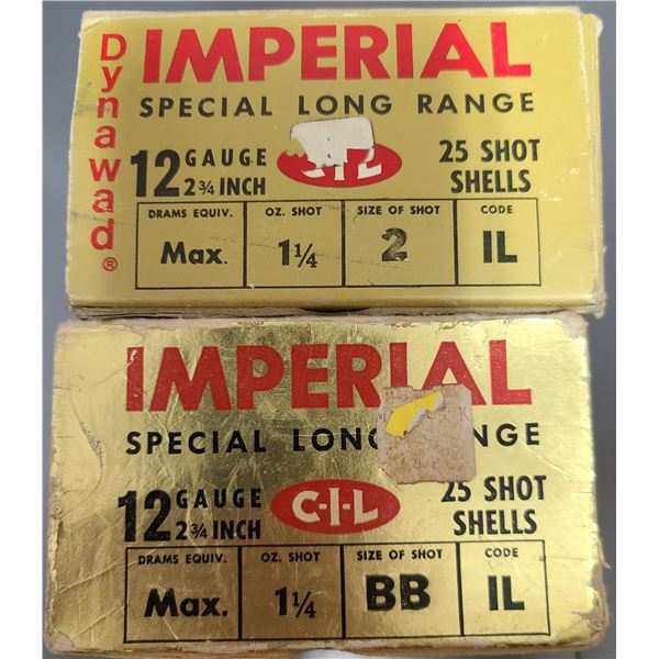 12 ga Vintage Imperial Shotgun Shells - 50 rds No 2 & BB 2 3/4 in