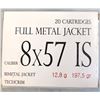Image 1 : 8 x 57 IS 8mm Mauser - 197.5 gr FMJ Ammo - Bimetal Case - 20 rds