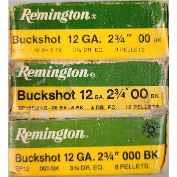 12 ga Buckshot Remington 2 3/4 inch Shells - 15 rds