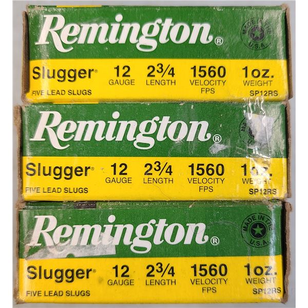 12 ga Slugs Remington 2 3/4 inch Shells - 15 rds