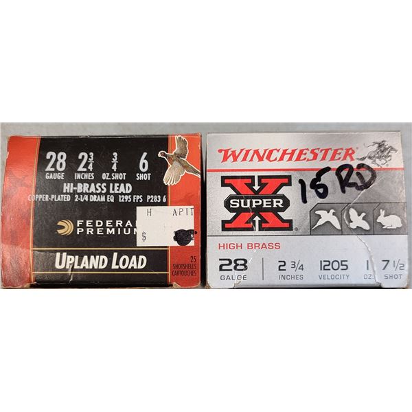 28 ga Federal & Winchester Shot Gun Shells 2 3/4 inch - 40 rds