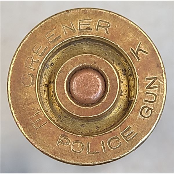 GREENER POLICE GUN 14 GA. RARE BRASS CASE AMMO- 2 Rounds
