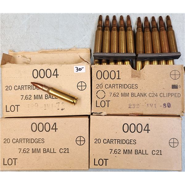 7.62 x 51 Nato (308 Win) Ball Ammo - 60 rds + 20 rds Blanks