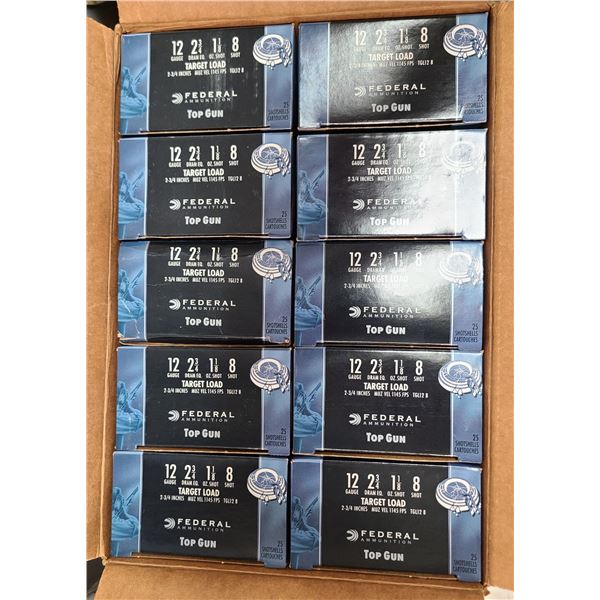 12 ga CASE Lot Federal No 8 Target Load 2 3/4 inch Shells - 250 rds