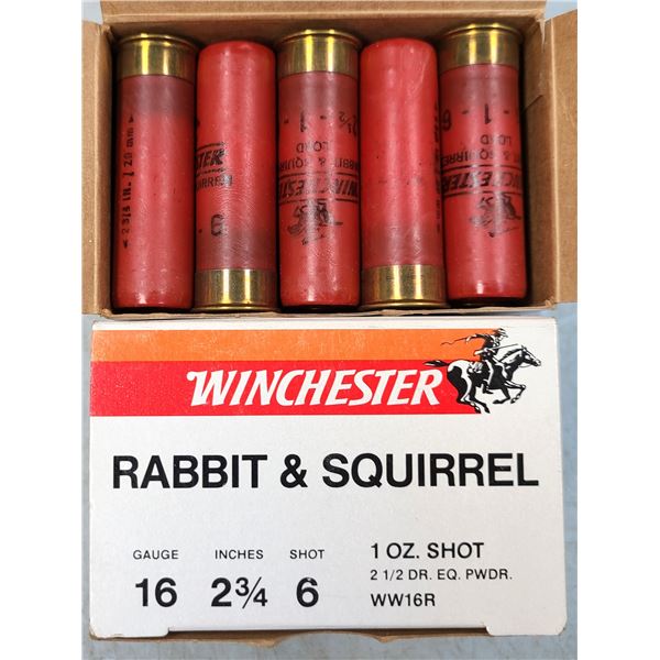 16 ga Winchester Rabbit & Squirrel No 6 Shot - 50 rds 2 3/4 inch