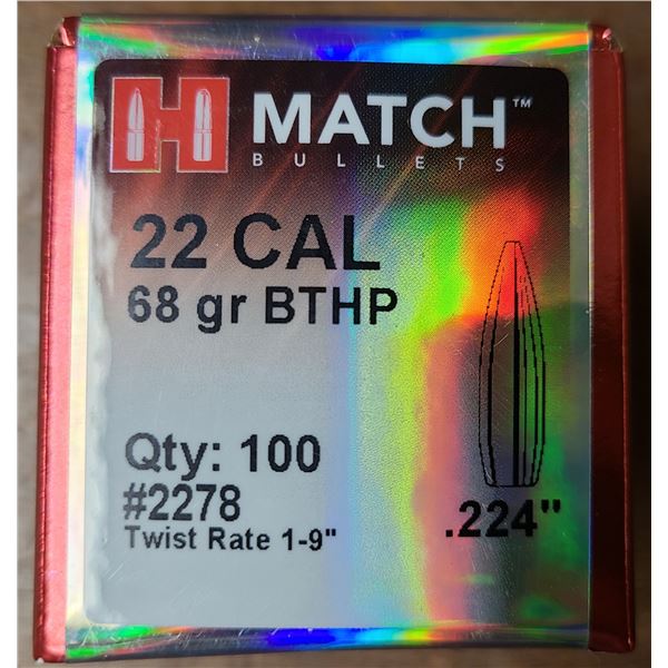 Hornady Match 22 cal (.224) 68 gr BTHP - 100 rds