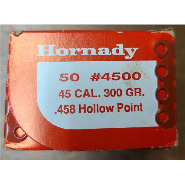45 cal (.458) Hornady 300 gr Hollow Point Bullets - 50 rds
