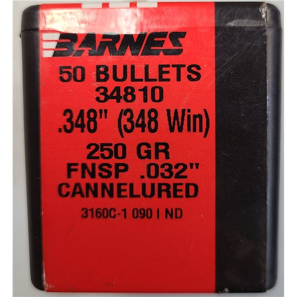 348 Win Barnes 250 gr FNSP Bullets - 50 rds