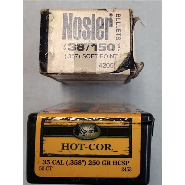 35 cal Speer 250 r + 38 cal Nolser 150 gr - +/- 85 rds