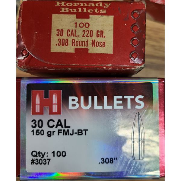 30 Cal Hornady FMJ 150 gr 100 rds + 220 gr RN 42 rds