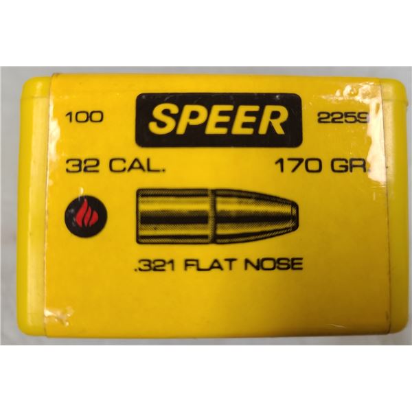 32 Cal Speer Flat Nose 170 gr - 100 rds