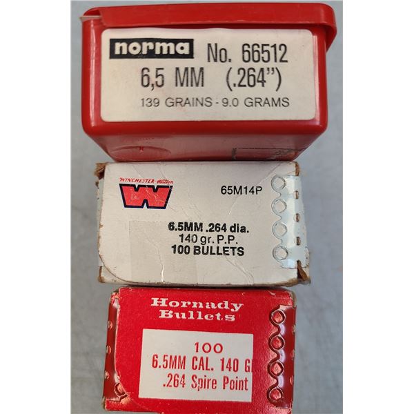 6.5 mm Mixed Lot Bullets - See List - +/- 275 rds