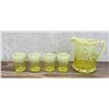 Image 2 : Mosser Vaseline Uranium Glass Pitcher Glasses