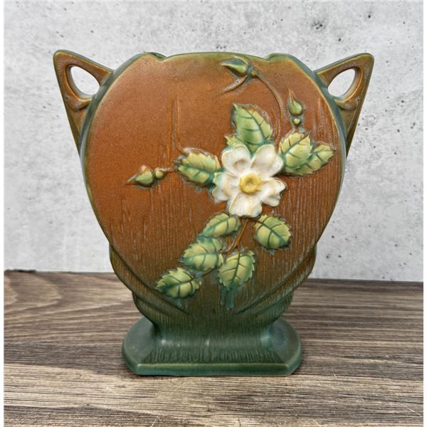 Roseville Pottery White Rose Vase 984-8"