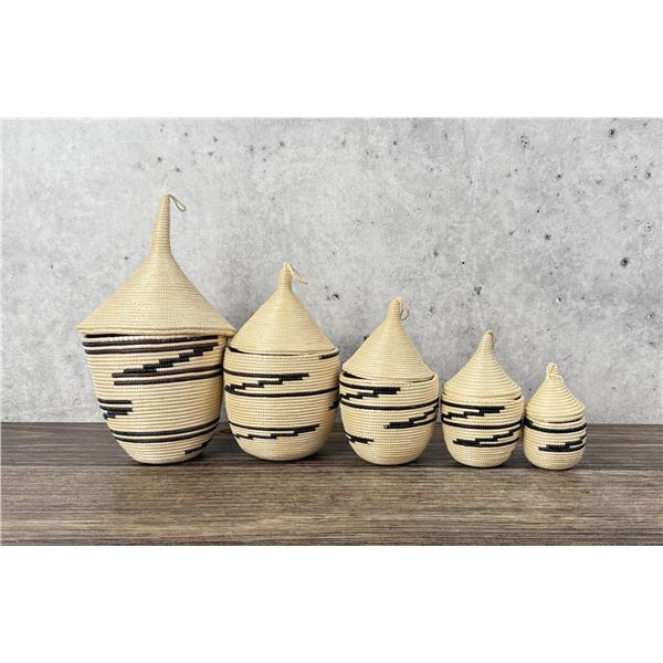 Rwanda Africa Woven Lidded Nesting Baskets