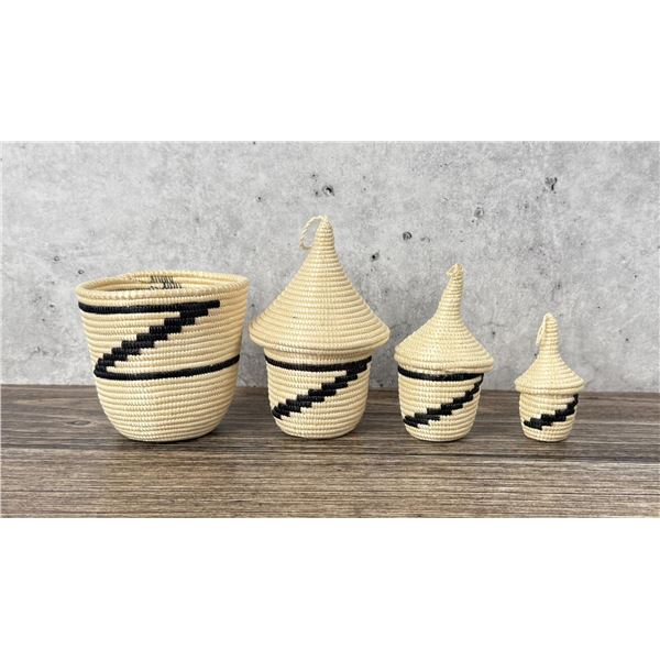 Rwanda Africa Woven Lidded Nesting Baskets