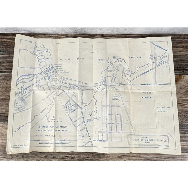 1937 Hilo Hawaii Territory WPA Map