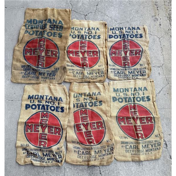 Group Of Meyer Deer Lodge Montana Potato Sacks