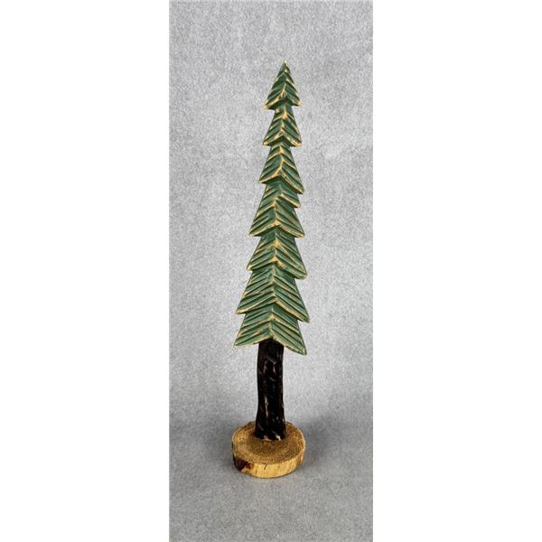 Hand Carved Wood Christmas Pine Tree