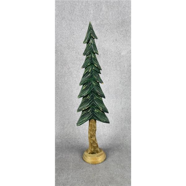 Hand Carved Wood Christmas Pine Tree