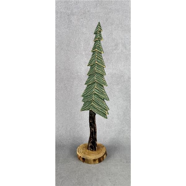 Hand Carved Wood Christmas Pine Tree