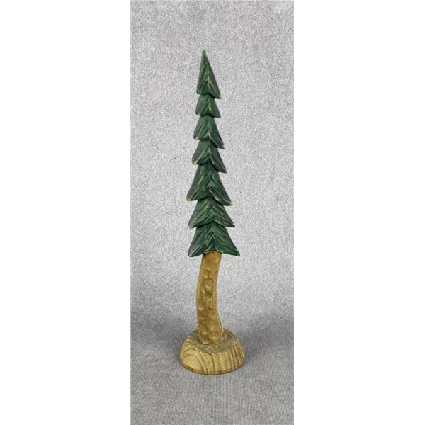 Hand Carved Wood Christmas Pine Tree