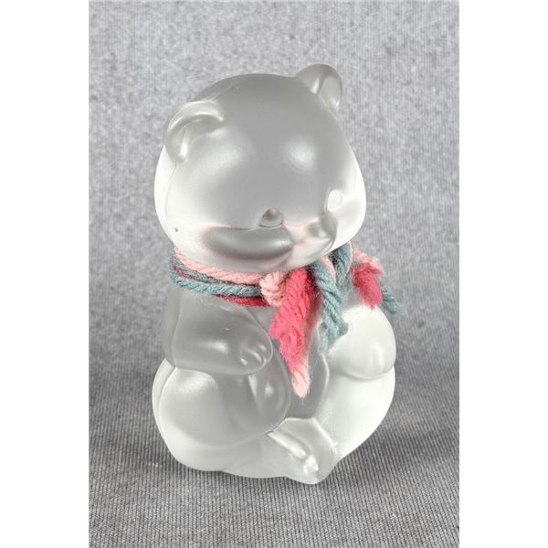 Fenton Frosted Glass Teddy Bear Paperweight