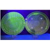 Image 1 : Green Depression Uranium Glass Cake Plates