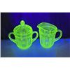 Image 1 : Anchor Hocking Uranium Glass Creamer & Sugar