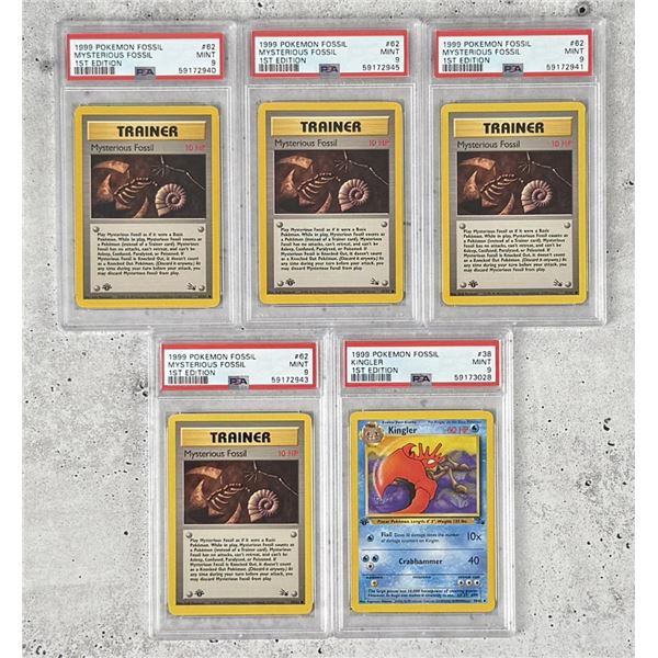 Group Of 1999 Pokeman Fossil 1st Edition Cards