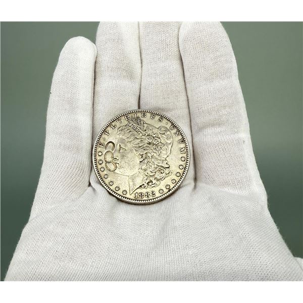 1882 P Silver Morgan Dollar Chop Marked