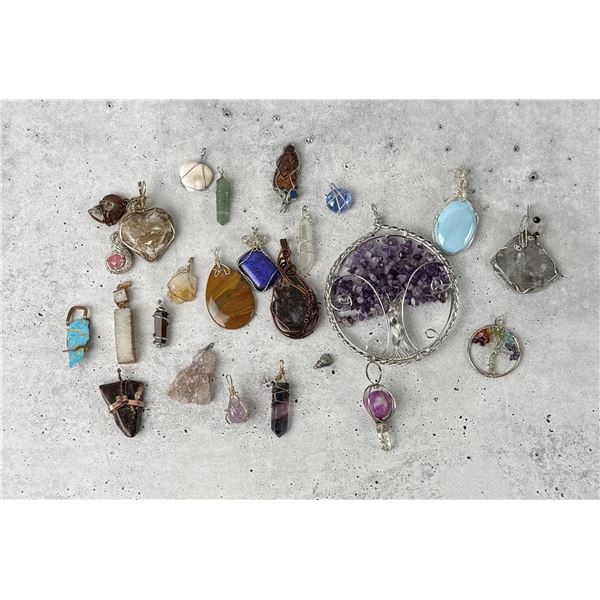 Wire Wrapped Crystal & Mineral Necklace Pendants